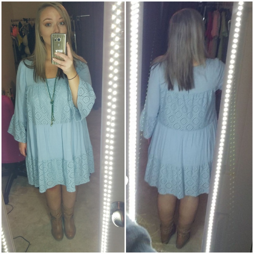 Entro Blue Boho Lace Dress